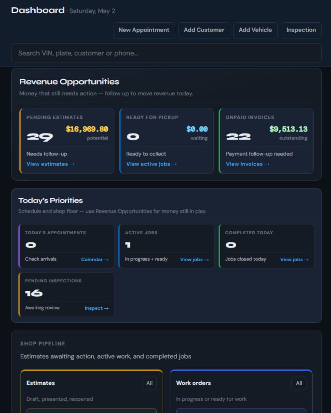 GrowthOS dashboard and pipeline view