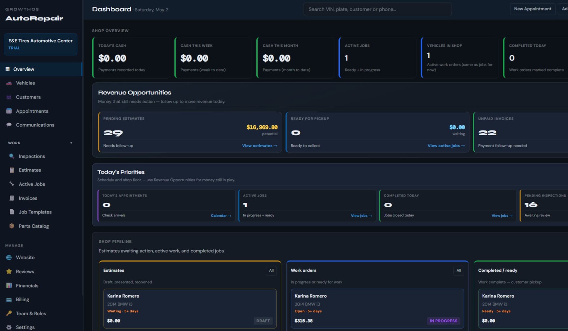 Auto repair shop service and booking website preview